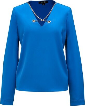 Smart and Joy V-Neck Blouse And Decorative Chain