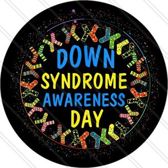 Be Kind Down Syndrome Awareness Sign - Syndrome Day Wreath Sign Blue & Yellow Ribbon Metal