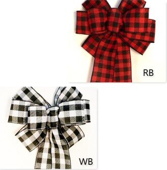 Buffalo Plaid Wreath Bows, Farmhouse Bow, Gift Packaging Swag Holiday Decor