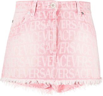 Monogram-Jacquard Denim Miniskirt