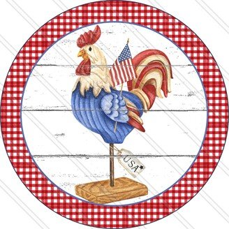 Patriotic Rooster Sign - 4Th Of July Farmhouse Stars & Stripes Independence Day Metal