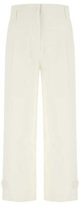 Buttoned Hem Cropped Trousers