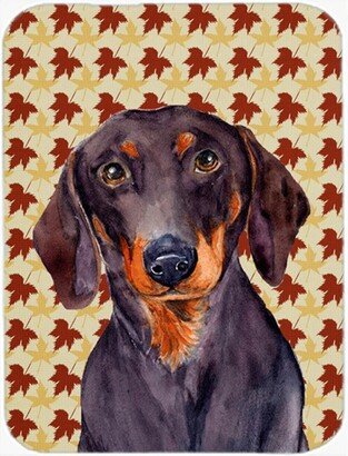 LH9088LCB Dachshund Fall Leaves Portrait Glass Cutting Board