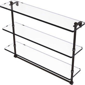 22 Inch Triple Tiered Glass Shelf with Towel Bar