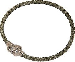 Leather Cord Skull Bracelet in Army