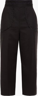 Cropped rickrack-trimmed cotton-blend wide-leg pants