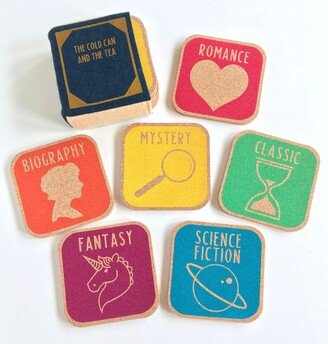 Library Genre Coasters - Set Of 6/Librarian Gift Book Lover Reader Themed