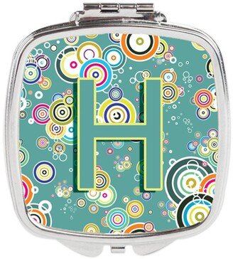 CJ2015-HSCM Letter H Circle Circle Teal Initial Alphabet Compact Mirror