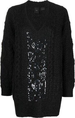 sequinned V-neck sweatshirt