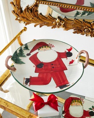 Old St. Nick Ice Skating Handled Round Platter