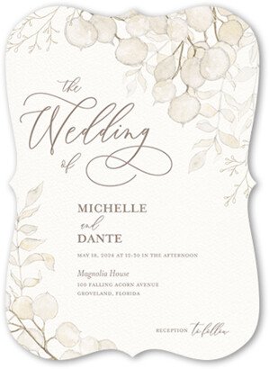 Wedding Invitations: Quiet Sprigs Wedding Invitation, Grey, 5X7, Matte, Signature Smooth Cardstock, Bracket