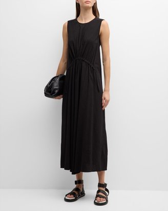 Foemina Ida Sleeveless Cotton Seersucker Midi Dress