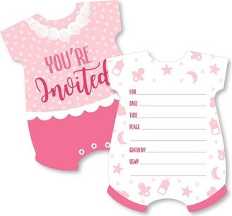 Big Dot Of Happiness It's a Girl - Shaped Fill-in Invitations with Envelopes - 12 Ct