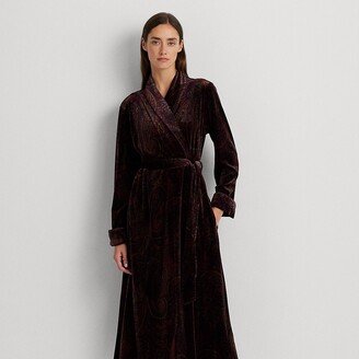 Ralph Lauren Paisley Belted Velvet Shawl-Collar Robe