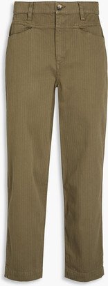 Cropped cotton-jacquard tapered pants