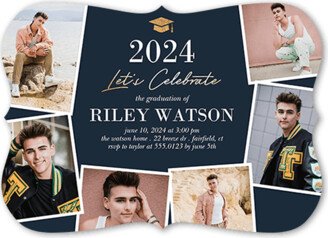 Graduation Announcements: Encircled Snaps Graduation Announcement, Blue, 5X7, Pearl Shimmer Cardstock, Bracket