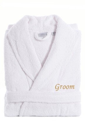 Gold Embroidered 'Groom' Terry Bathrobe