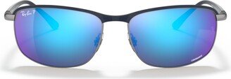 Unisex Polarized Sunglasses, RB3671CH 60 - BLUE ON GUNMETAL/POLAR GREY MIRROR BLUE