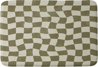 Warped Checkerboard Memory Foam Bath Mat