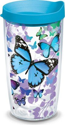 Tervis Blue Endless Butterfly Made in Usa Double Walled Insulated Tumbler Travel Cup Keeps Drinks Cold & Hot, 16oz, Classic