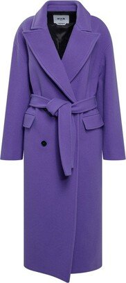 Belted Waist Double-Breasted Coat-AA