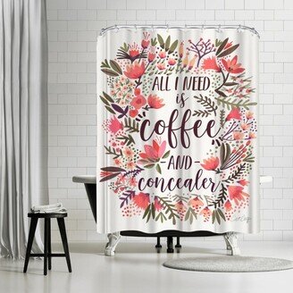 71 x 74 Shower Curtain, Coffee And Concealer Vintage by Cat Coquillette