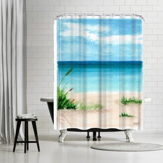 Beach Scene No 2 Watercolor by Michelle Mospens - coastal Shower Curtain