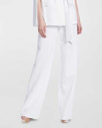 High-Rise Wide-Leg Scuba Pants