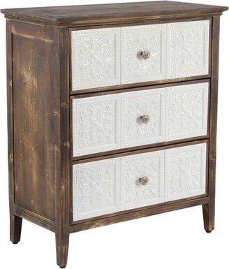 Farmhouse Wood and Enamel Cabinet with Drawers Brown - Olivia & May