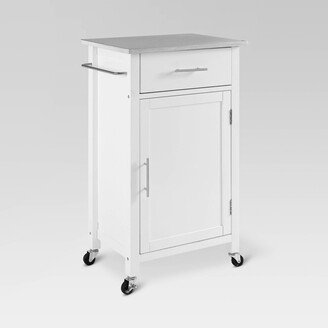 Savannah Stainless Steel Top Compact Kitchen Island Cart White