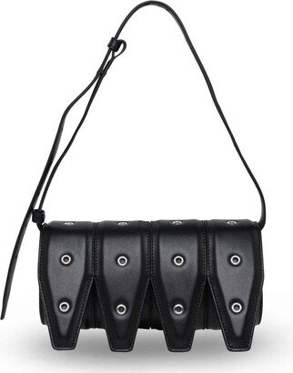 Stud Embellished Foldover Top Shoulder Bag