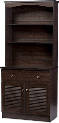 Agni Modern and Contemporary Buffet and Hutch Kitchen Cabinet - Dark Brown