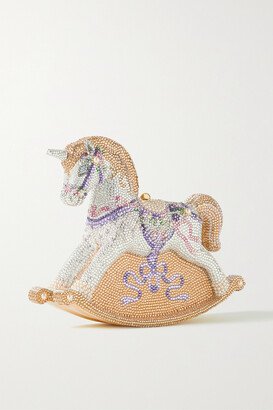 Rocking Horse Willow Embellished Gold-tone Clutch - Neutrals