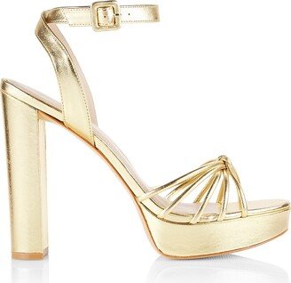 COLLECTION 120MM Strappy Metallic Leather Platform Sandals