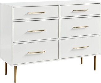 Gloria Modern Mixed Material 6 Drawer Dresser White