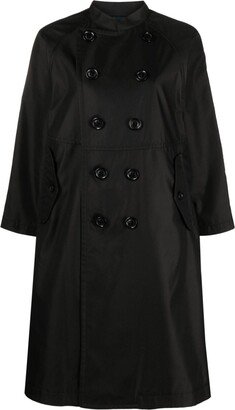 Band-Collar Double-Breasted Coat