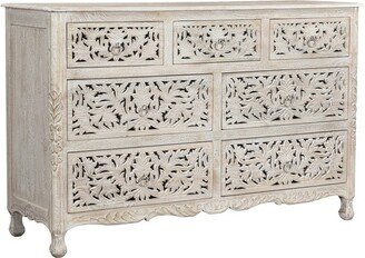 57 White Solid Wood Seven Drawer Dresser