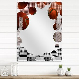 Designart 'Balcony with Clock and Tree Angels' Landscape Printed Wall Mirror