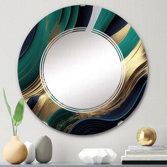 Designart 'Green And Gold Agate I' Printed Transitional Wall Mirror