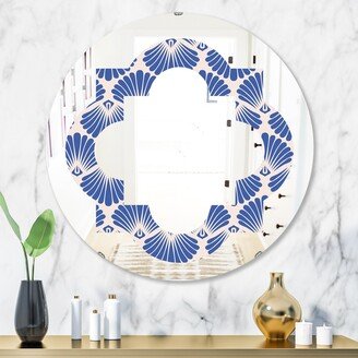 Designart 'Retro Blue Waves' Printed Modern Round or Oval Wall Mirror - Quatrefoil