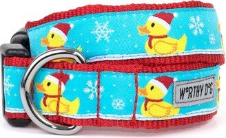 The Worthy Dog Santa Duck Dog Collar - Blue - XS