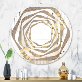 Designart 'Golden Marble Design III' Printed Modern Round or Oval Wall Mirror - Whirl