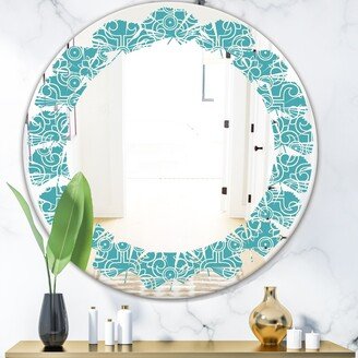 Designart 'Retro Abstract Pattern Design III' Printed Modern Round or Oval Wall Mirror - Leaves