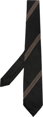 Stripe-Embroidered Stretch-Silk Tie-AA