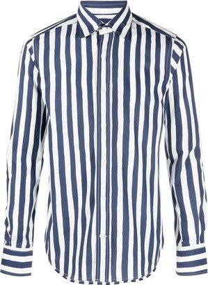 Striped Button-Up Shirt-AA