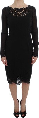 Black Silk Stretch Sheath Women's Dress