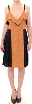 Filos Black Bronze Silk Sleeveless Above Sheath Women's Dress