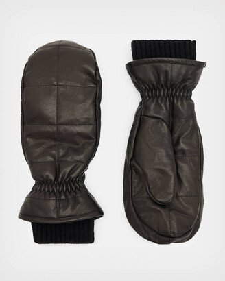 Andra Leather Puffer Mittens