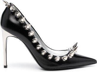 105mm Spike-Embellished Leather Pumps