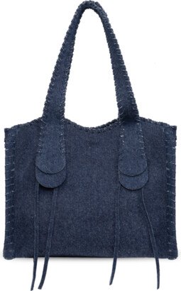 ‘Mony Medium’ Denim Shopper Bag - Blue